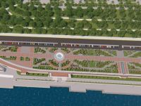 Четыре новых фонтана разной геометрической формы будут построены на нижней террасе набережной