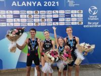 Бронзовый призер в составе сборной России первенства Европы по триатлону Дарья Захарова