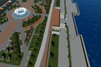 Начался монтаж системы наружного освещения территории нового парка  на нижней террасе набережной