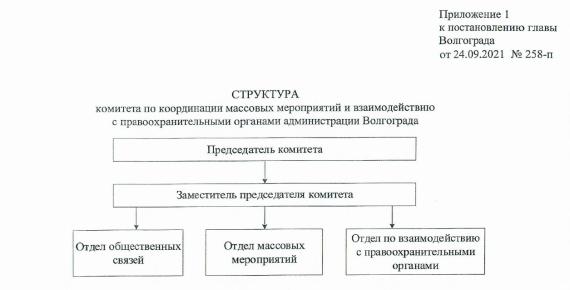 Структура комитета по координации массовых мероприятий и взаимодействию с правоохранительными органами администрации Волгограда