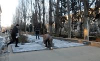 На общественном пространстве Аллеи Героев началось мощение тротуарного покрытия